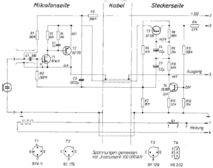Mikrofon RFT MV201 sch�ma zapojen�