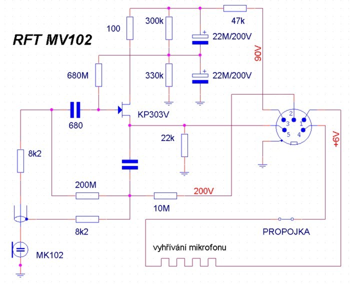 Mikrofon RFT MV102 - schma zapojen